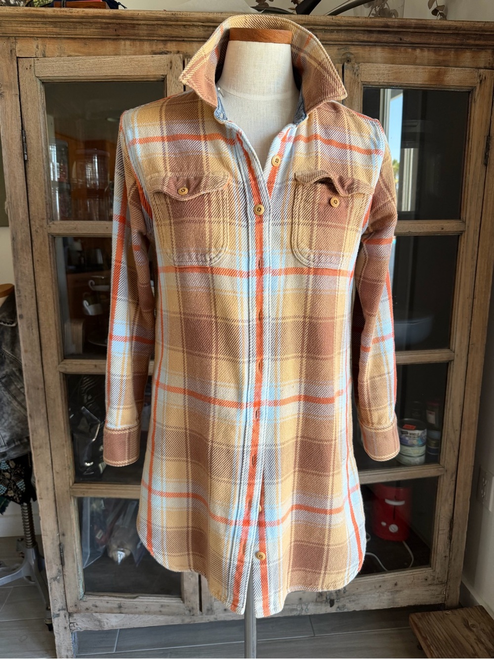 Outerknown Plaid blanket dress S